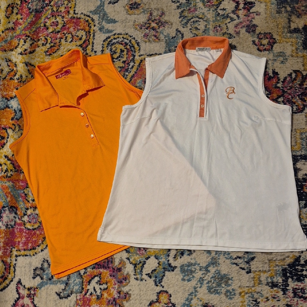 🎈Sleeveless Polo Shirts - Orange and White